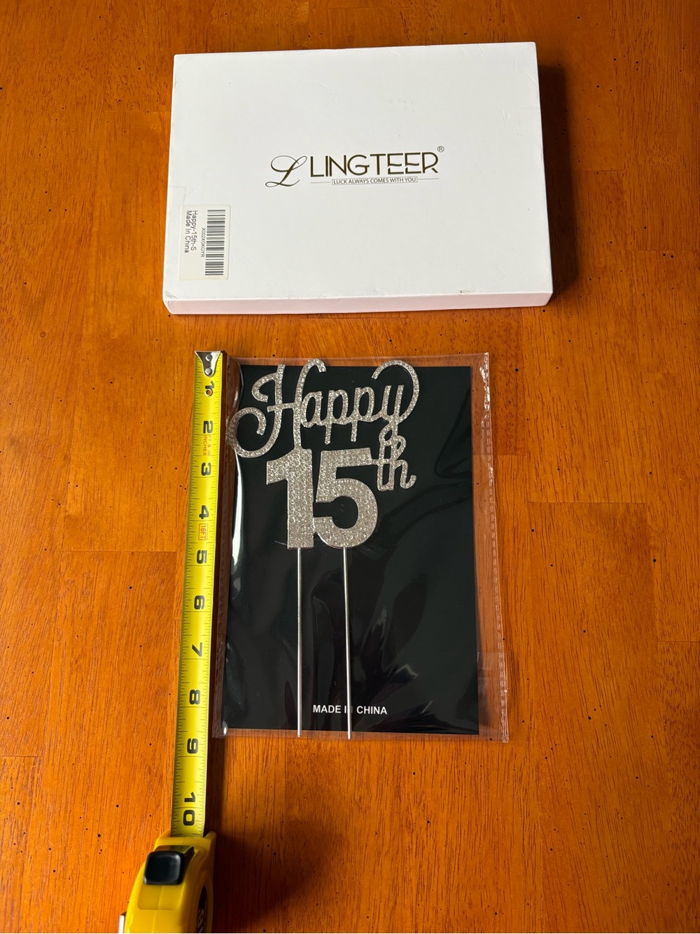 Lingteer Happy 15th Rhinestone Cake Topper - Picture 2 of 4